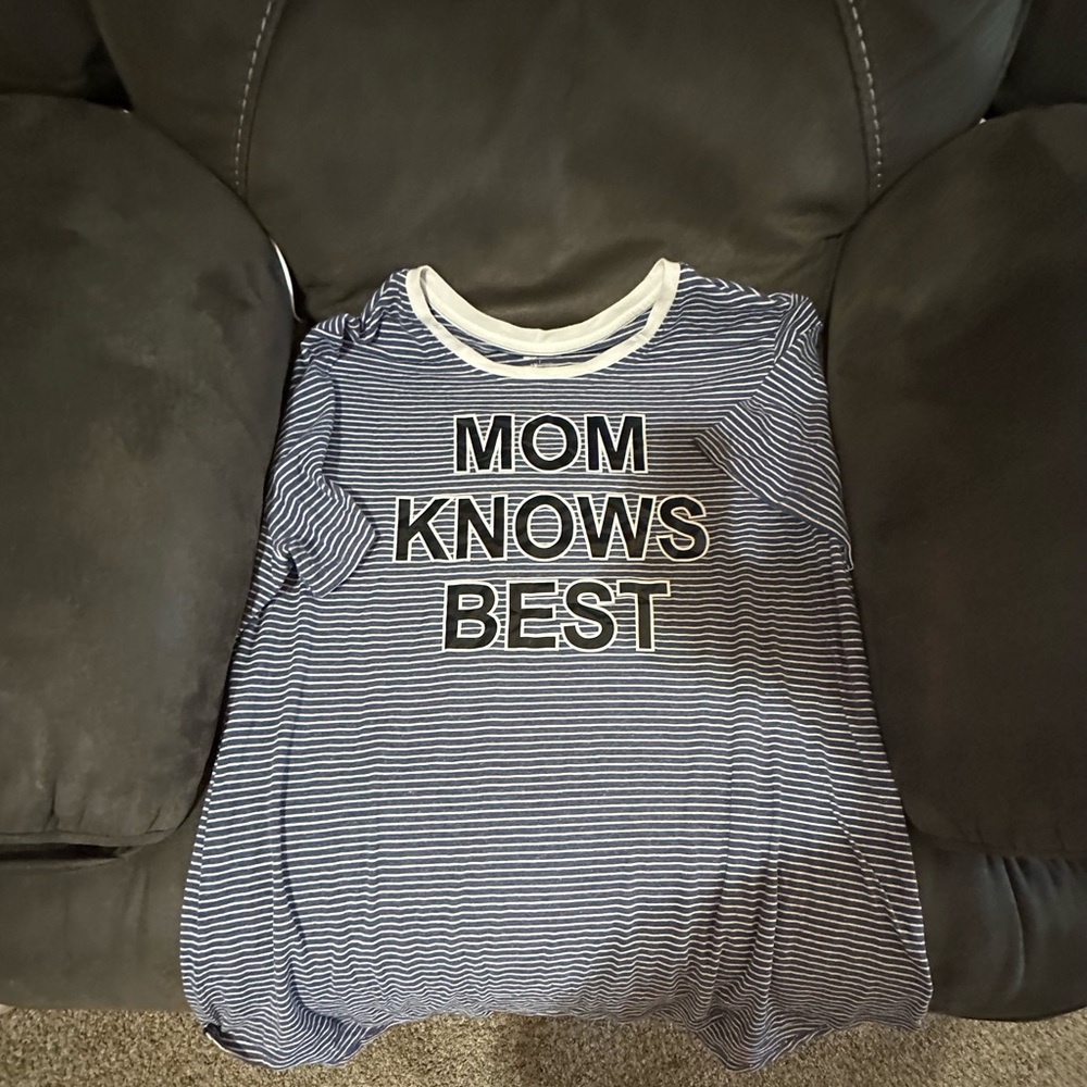 BCG Blue Striped 'Mom Knows Best' Top